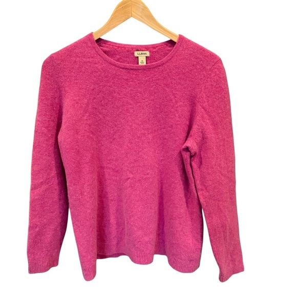 LL Bean Sweater Womens Pink 100% Cashmere Crewneck Pullover 1X Quiet Luxury - Picture 1 of 7